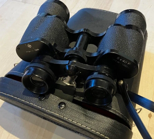 Altes Fernglas vergütete Optik 8x40P schwarz mit Tasche Gebraucht 70erJ