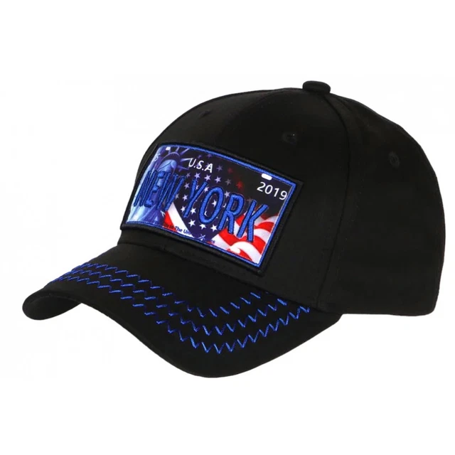 Casquette Baseball NY Style Patchwork Pop Art Bleu Et Noir - Taille Unique Neuve