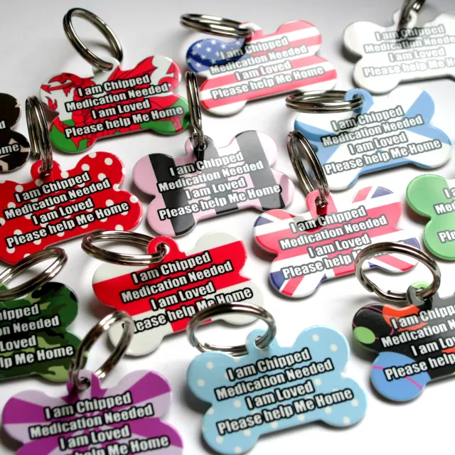 Personalised Pet ID Tags Custom Pattern Dog Tags for Dogs Collar Name Metal Disc