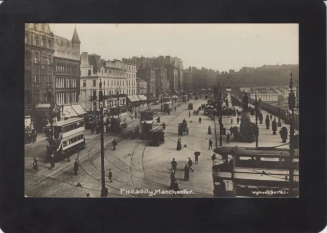 Manchester, Piccadilly Trams, Lancashire, Real Photographic Postcard, RPPC