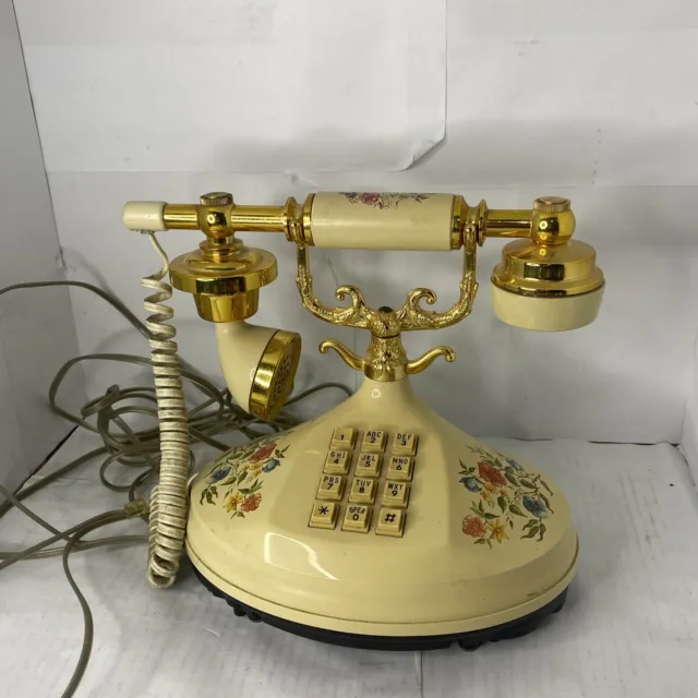 Vintage Floral Empress Landline Phone 1973 Telephone American Telemarketing Co