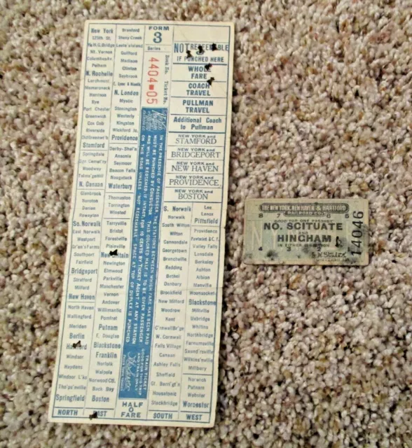 2 Antique New York New Haven & Hartford Railroad Co. Railroad Tickets 1903 & ?