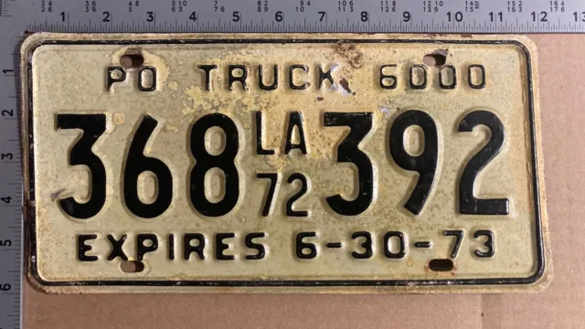 1972 1973 Louisiana truck license plate 368 392 YOM DMV clear Ford Chevy CCLA