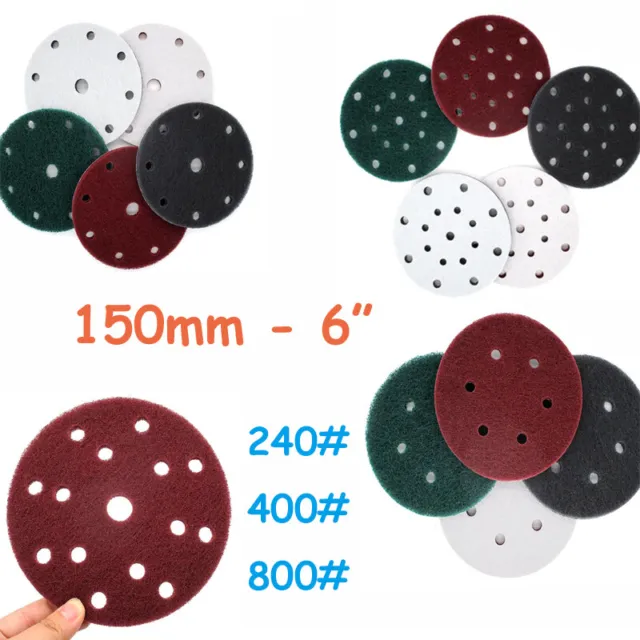 6 inch Sanding Discs With Hole Hook & Loop Sandpaper 240-800 Grit Scouring Pads