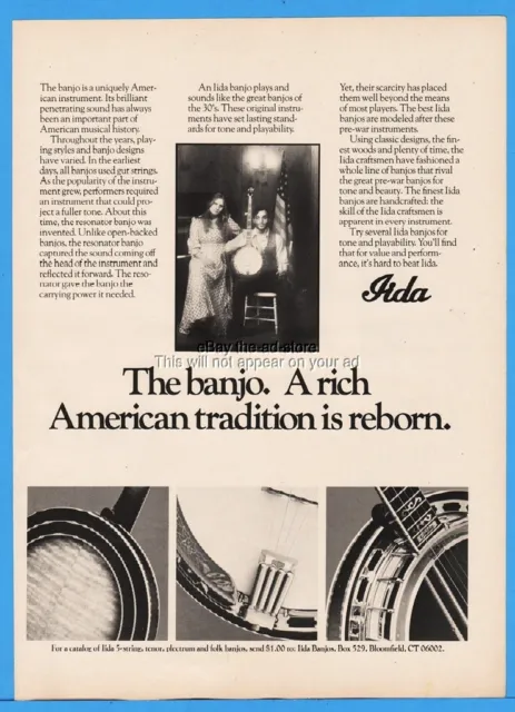 1978 Iida Banjo American Tradition Woman Man Flag Magazine Photo Print Ad