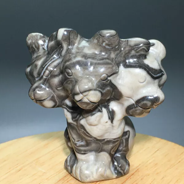 85g Natural Crystal.Picasso stone.Hand-carved.Exquisite Three-headed Dog.gift 40