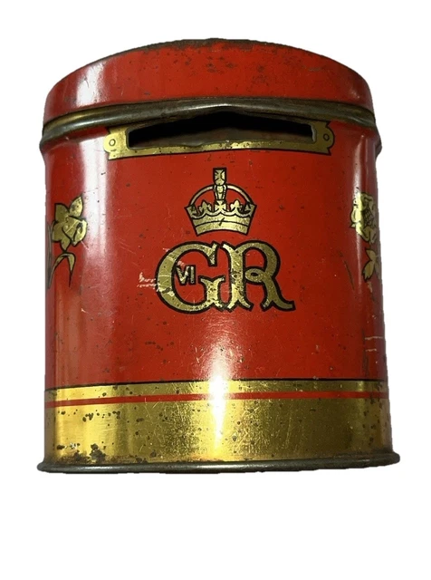 VINTAGE OXO CUBES King George Coronation Souvenir Tin Post Box Money ...