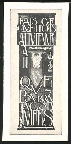 Exlibris Jacob Mees, Wappen mit Vögeln