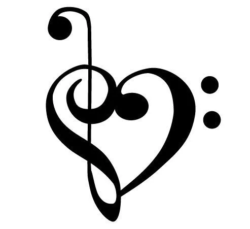 Bass and Treble Clef Heart Decal Sticker Free Shipping