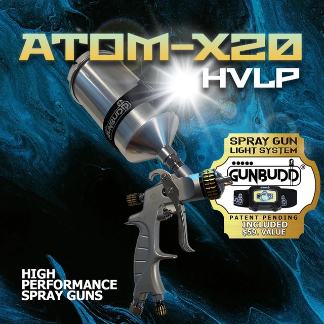 HVLP SOLVENT/WATERBORNE ATOMX20 Automotive Paint Gun with FREE GUNBUDD