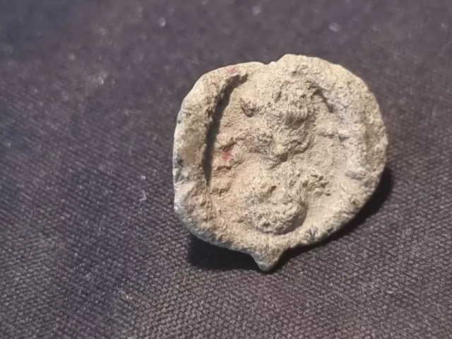 Roman ancient ultra rare lead seal depicting Emperor Must see description LA169z