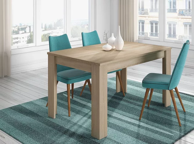 Mesa de comedor o salon extensible color roble canadian 140 cm a 190 cm