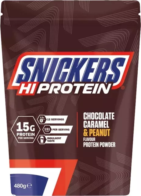 (47,43/Kg) Snickers Hi Protein 480g Powder Muskelaufbau BCAAs Glutamine + Bonus