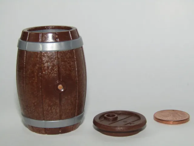 Playmobil Miniature "Wood" Dark Brown Barrel  beer wine barrel, beer with lid