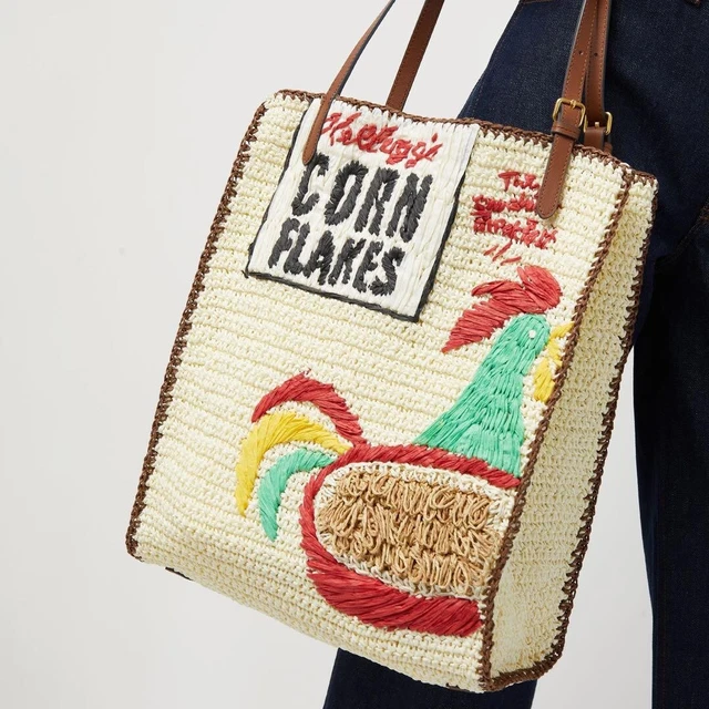ANYA HINDMARCH KELLOGG Collaboration Tote Bag Cornflakes Paper Raffia