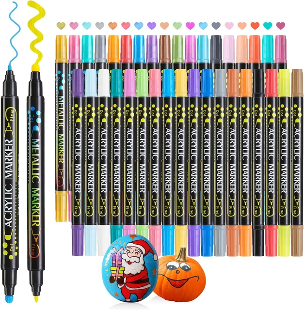 Pennarelli Acrilici Doppia Punta - 36 Colori Per Legno, Pietra, Vetro E Ceramica - Foto 6