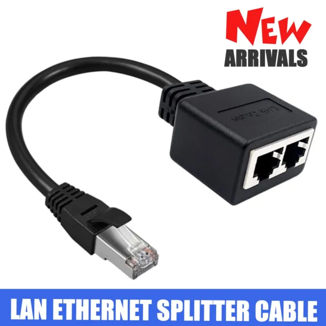 RJ45 Splitter Adapter 1 to 2 Ways Dual Female Port CAT5/6/7 LAN Ethernet Cable