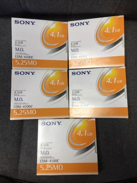 5 Disco Óptico Magnético Sony Edm-4100C 4,1 Gb 512 Bytes Mod Médico 5 Piezas 5,25 Mb