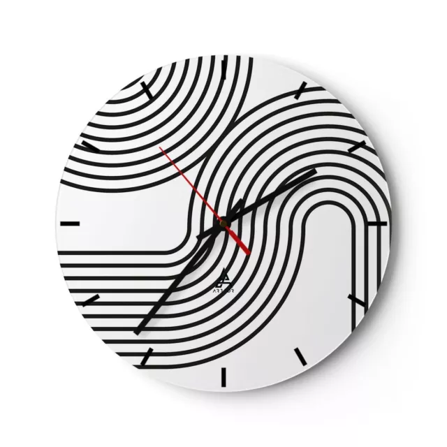 Horloge murale en verre 30x30cm Lignes Minimaliste Morceau Wall Clock