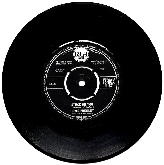 NM/NM ELVIS PRESLEY Stuck On You/Fame And Fortune 1960 (RCA 1187) 7