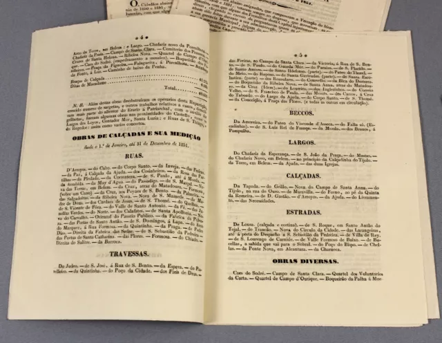 1852 municipal works in LISBON portugal | three RARE + identical news bulletins 3