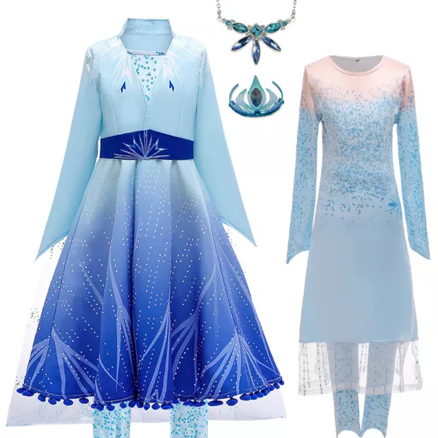 2019 New Released Girls Frozen 2 Elsa Costume Party Birthday Dress 2-10 Years