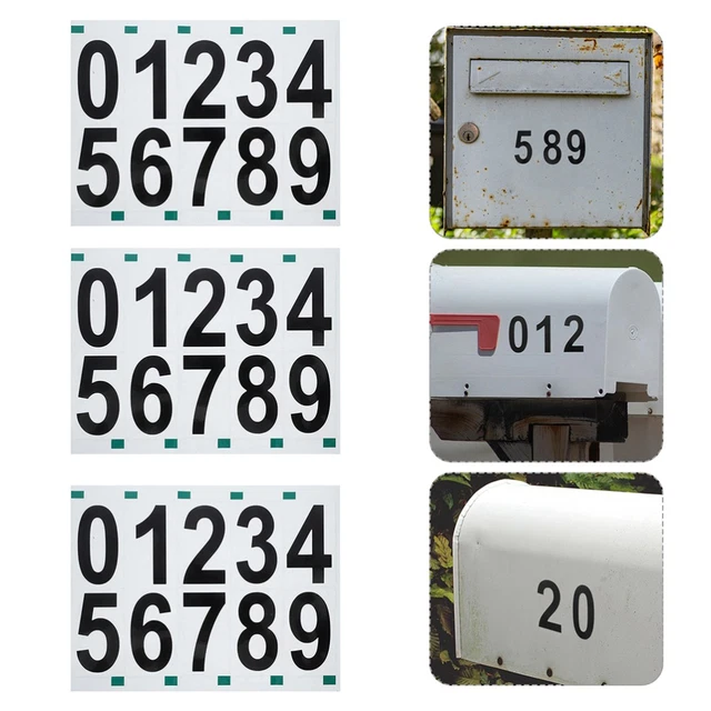 6 SHEETS DIGITAL Mailbox Number Address Numbers for House Adhesive ...