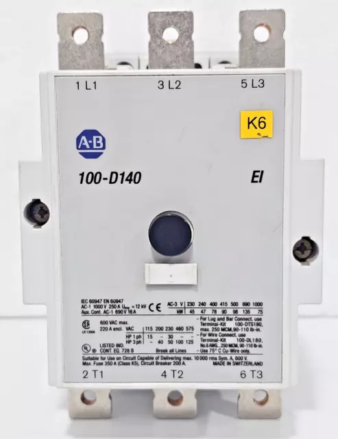 Allen-Bradley 100-D140 3-Phase/3 Pole Contactor 208-277V 5060HZ