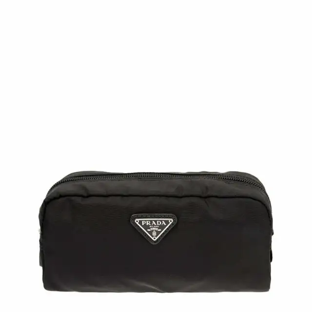 Prada Tessuto Nylon Black Cosmetic Case Necessaire Bag 1NA350