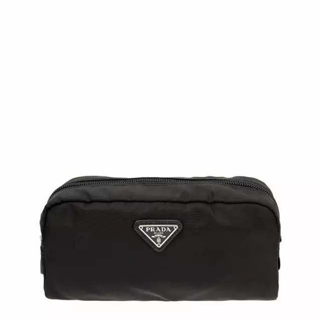 Prada Tessuto Nylon Black Cosmetic Case Necessaire Bag 1NA350