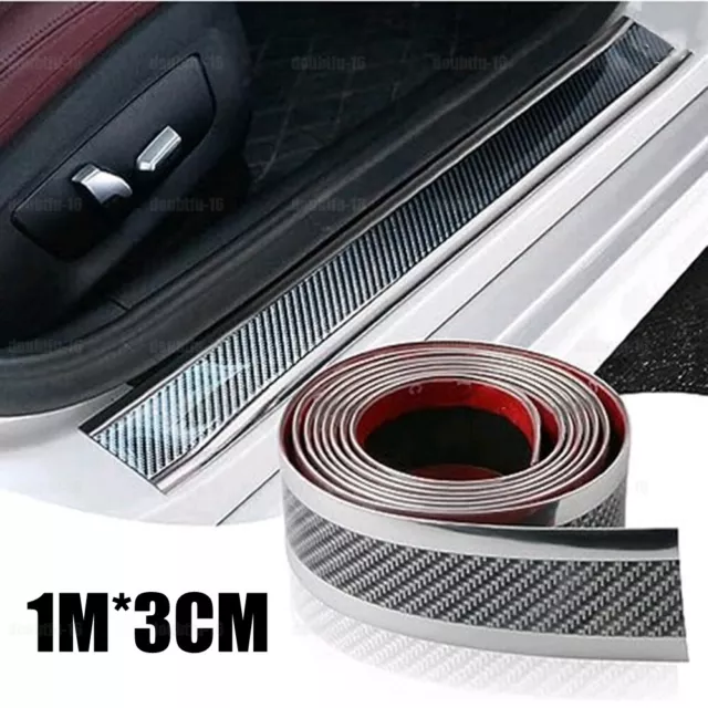 Carbon Fiber Car Accessories Door Sill Scuff Cover Plate Sticker Protector Decal