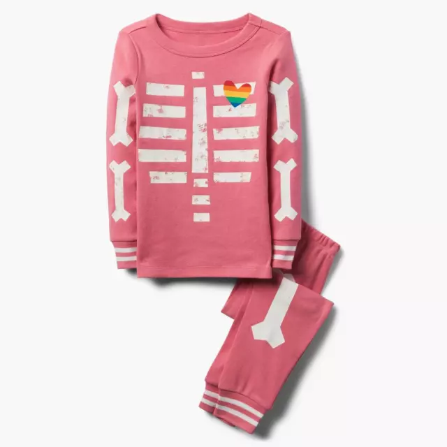 NWT Gymboree Skeleton Gymmies Pajama Girl Glow in the Dark 2018 Pink Halloween