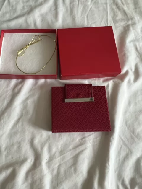 Talbots Red Photo Wallet Credit Card Holder 30 Sleeve Box Snap Closure