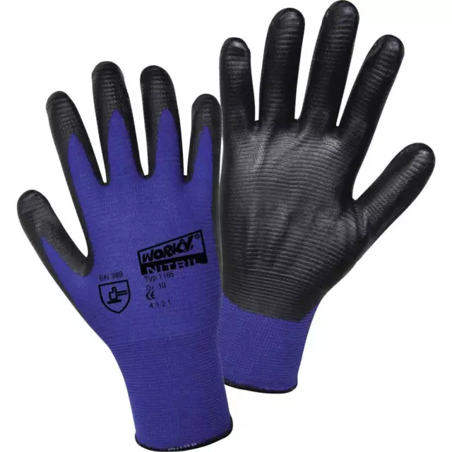 Gants de travail Taille 10 L+D worky Nylon Super Grip Nitrile