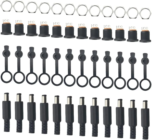 60 PCS 2.1Mm DC Jack 5.5 X 2.1Mm DC Power Jack Socket 3 Pin Female Panel Mount C