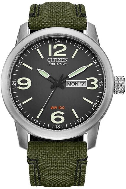 Orologio uomo Citizen EcoDrive Metropolitan Sport solo tempo fondo verde BM7635-01X cinturino in tessuto