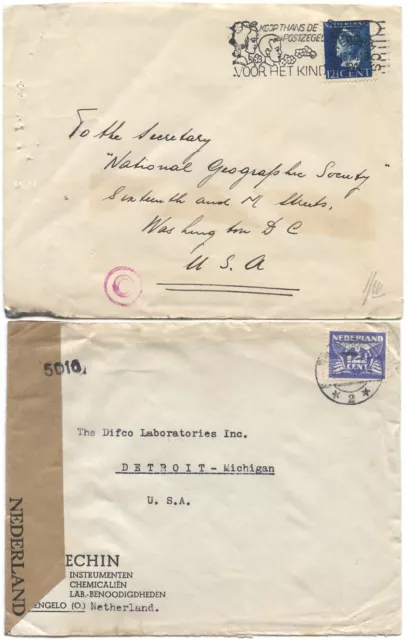 Netherlands, WWII, 1940 & 1945 Covers to USA w/Berlin or Netherlands Censor