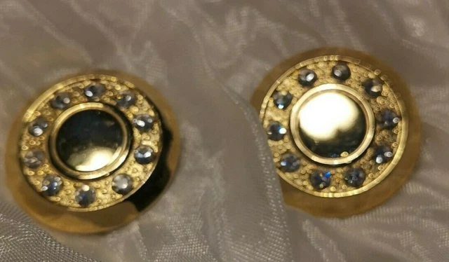 Boucles D'oreilles Anneaux Années 80/90 - Dorées Avec Triangles Colorés, Diamètre 2,5 Cm