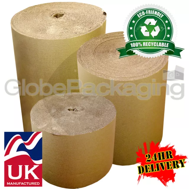 Eco-Friendly Brown Strong Corrugated Cardboard Paper Rolls - All Sizes/Qty's