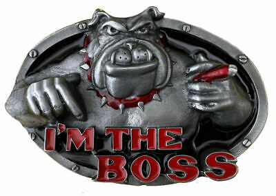 I'm The Boss Belt Buckle with Belt, Bulldog, Gangster Dog Spike, Dragon Designs