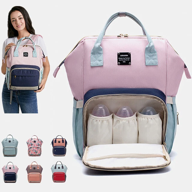 LEQUEEN Mummy Nappy Diaper Bag Baby Travel Backpack Hardware Zipper Paper Pocket