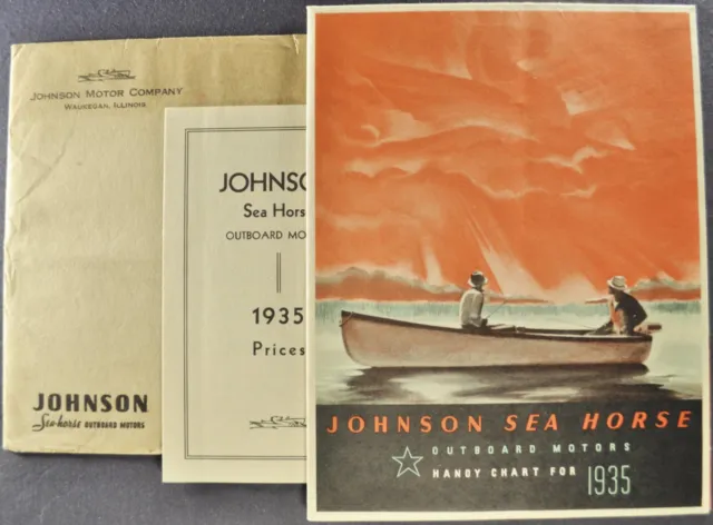 1935 Johnson Sea Horse Outboard Boat Motor Brochure +Env. Excellent Original 35