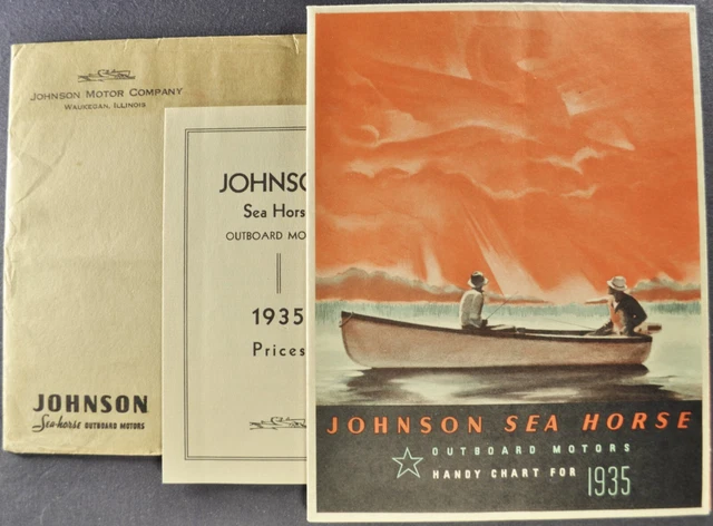 1935 Johnson Sea Horse Outboard Boat Motor Brochure +Env. Excellent Original 35 1935 Johnson Sea Horse Outboard Boat Motor Brochure +Env. Excellent Original 35