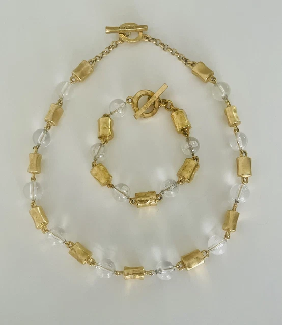 Parure Vintage Biche De Bere : Collier Et Bracelet Moderniste Doré - Style Y2K Années 2000