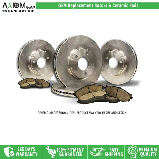 (Front-Rear Kit) Premium OEM Replac.- 4 Disc Brake Rotors - 8 Ceramic Brake Pads