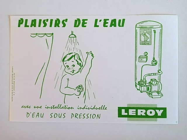 Ancien buvard publicitaire Plaisir de l'Eau Leroy Réf 281/2