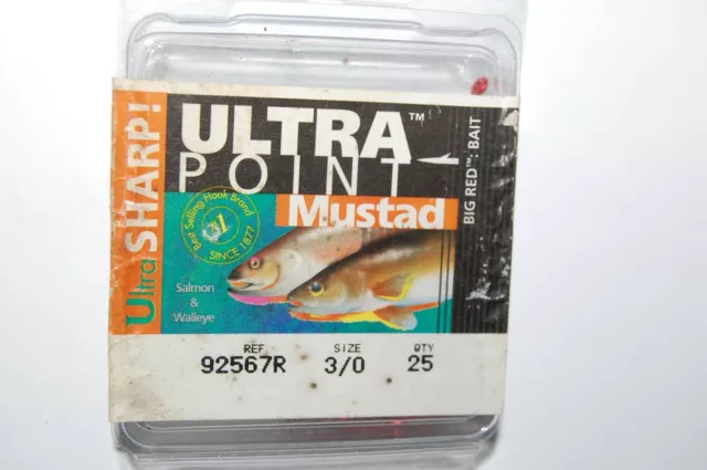 2) MUSTAD ULTRA POINT SIZE 2 BIG RED BAIT HOOKS (8 PCS PER PACK