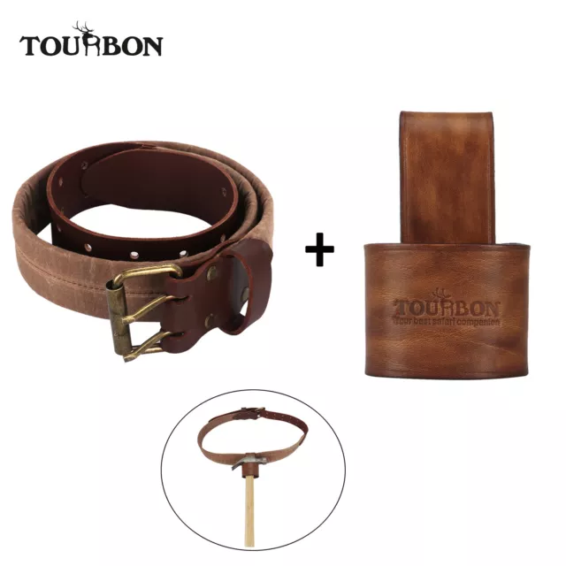 TOURBON Genuine Leather Axe Holder Hammer Holster Canvas Tool Work Belt Brown