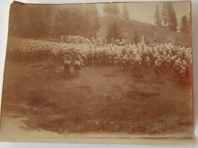 WW1 Antica Fotografia Albumina gruppo di militari prima della battaglia