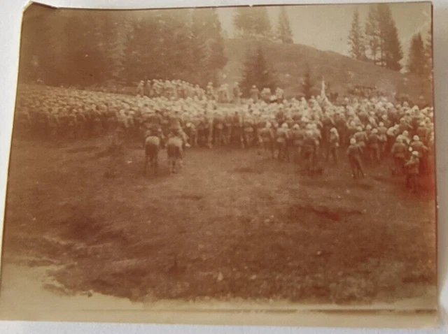 WW1 Antica Fotografia Albumina gruppo di militari prima della battaglia